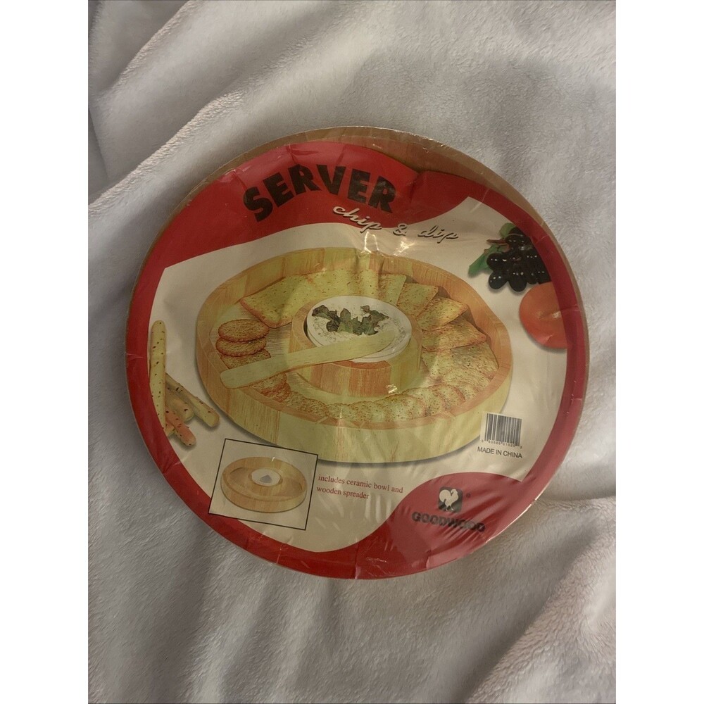 Solid Wood Chip and Dip Set w Ceramic Bowl Made in China GoodWood